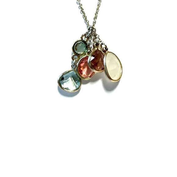Ann Taylor LOFT Multi Colored Crystals Pendant Necklace - Picture 2 of 5